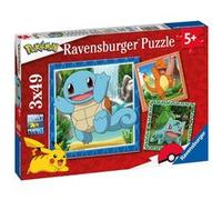 Ravensburger - Puzzle Enfant - Lot de 3 Puzzles 49 pièces - Salamèche, Bulbizarre et Carapuce/Pokémon - Fille ou garçon dès 5 Ans - Puzzle de qualité supérieure - 3 Posters Inclus - Pokémon - 05586