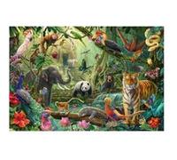 Puzzle Enfant 6 Ans - Animaux de la Jungle 100 Pieces - Faune Sauvage - Jeu educatif, Reflexion - Set Puzzle et Carte Tigres