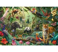 Puzzle Enfant 6 Ans - Animaux de la Jungle 100 Pieces - Faune Sauvage - Jeu educatif, Reflexion - Set Puzzle et Carte Tigres