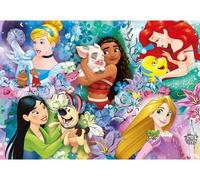 Puzzle Enfant 60 Pieces Princesse Mulan vaiana Ariel la Petite sirène Cendrillon Raiponce - Set Puzzle avec Carte Tigre