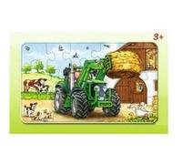 Puzzle enfant avec cadre 15 pieces - la ferme et les les animaux et le tracteur vert