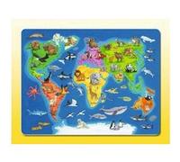 Puzzle Enfant Avec Cadre 30 Pieces - La Carte Du Monde Et Les Animaux - Ravensburger