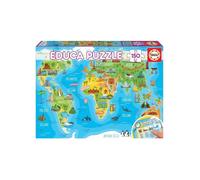 Puzzle Enfant - Carte Du Monde Des Monuments : Collection Histoire Et Geographie - Mappemonde - 150 Pieces - Jeu Educatifs