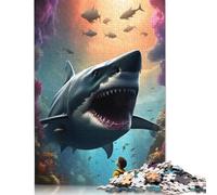 Puzzle Enfant Contre Requin, Jeux éducatifs, activités familiales, Puzzle en Carton de qualité supérieure pour Femmes et Hommes, Cadeau de Noël, 1000 pièces (75 x 50 cm)