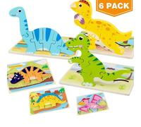 Puzzle Enfant En Bas Âge 6 Pack Dinosaure Puzzle En Bois Pour Enfant En Bas Âge Enfants 2 3 4 Ans, Jouets Éducatifs Pour Maternelle Maternelle