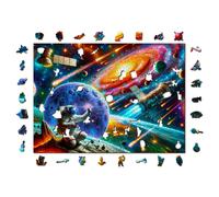 WOODEN.CITY Puzzle en bois pour adultes, 1010 pièces, Cosmic Exploration | Espace, 100 pièces figuratives incluses, épaisseur 3 mm, 51,9 x 37,5 cm, niveau expert, fabriqué en Pologne