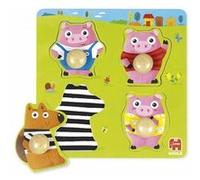 Goula Puzzle enfant en bois Three Little Pigs - 4 pièces 22x22 cm 1-2 ans
