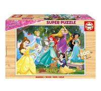 Puzzle Enfant En Bois - Les Princesse Disney : Raiponce Belle Jasmine Cendrillon et Ariel 100 Pieces