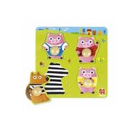 Goula Puzzle enfant en bois Three Little Pigs - 4 pièces 22x22 cm 1-2 ans