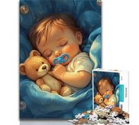 Puzzle Enfant Endormi 1000 Pièces pour Adultes, Cadeau Anti-Stress, Vacances à la Maison, avec Affiche et Fiche de Questions Assorties (38x26cm)