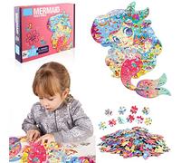 Puzzle Enfant Forme Animaux Sirene Jouet 128 Pieces Jigsaw Puzzle Art Puzzles Éducatif pour Adulte et Enfants avec Boîte pour Fille et Garcon de 3 4 5 6 7 8 9 10 Ans Cadeau Anniversaire