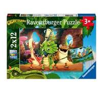 Ravensburger – Puzzle enfant La Petite Bande de Dinosaures Gigantosaurus – 2x12 pièces – Dès 3 ans
