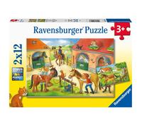 Ravensburger - Puzzle Enfant - Lot de 2 Puzzles 12 pièces - Vacances au Centre équestre - Fille ou garçon dès 3 Ans - Puzzle de qualité supérieure - 2 Posters Inclus - 05178