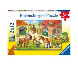 Puzzle enfant Ravensburger Vakantie op de manege - 2 x 12 pièces - Animaux