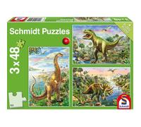 Schmidt-Spiele Puzzle enfant 56202 – Aventure avec les dinosaures – 3 x 48 pièces