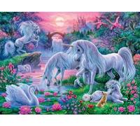 Puzzle Enfant Xxl 150 Pieces Le Coucher De Soleil Et Les Licornes Blanches