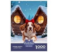 Puzzle English Cocker Spaniel 1000 Pièces pour Adultes Et Enfants, Jeu D'Intelligence, Casse-tête Scène Enneigée, DéCoration, Cadeau Enfant 70x50cm/1000pcs
