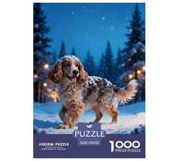 Puzzle English Cocker Spaniel 1000 Pièces pour Adultes Et Enfants, Jeu D'Intelligence, Puzzles Forêt Pins Enneigés, Décoration Intérieure, Cadeau Famille 70x50cm/1000pcs