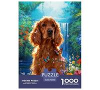 Puzzle English Cocker Spaniel 1000 Pièces pour Enfants Et Adultes, Jeu ÉduChatif, Puzzle Fleur Cascade, Home Decor, Cadeau Anniversaire 70x50cm/1000pcs