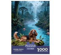 Puzzle English Cocker Spaniel 1000 Pièces pour Enfants Et Adultes, Jeu ÉduChatif, Puzzle Jungle Tropicale, Home Decor, Cadeau Enfant 38x26cm/1000pcs