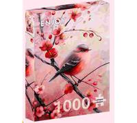 Enjoy-Puzzle Puzzle 1000 pièces Oiseau rouge Sakura – Finition mate, toucher doux