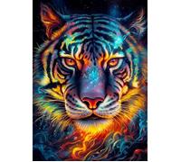 ENJOY Puzzle Illustration de portrait de tigre magique de feu - Puzzle de 1000 pièces pour adultes - Finition mate, doux au toucher, facile à assembler, ajustement serré, couleurs vives, service de