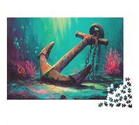 Puzzle Énorme Ancre rouillée pour Adultes,1000pcs (75x50cm),Jeu ÉduChatif,décoration De La Maison,Fonds coralliens Scintillants