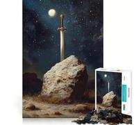 Puzzle Épée dans la Pierre au Clair de Lune pour Adultes, 1000 pièces, pour stimuler la mémoire, Passer Un Moment agréable, Motif à Assembler, liste de souhaits du Père Noël 38x52cm