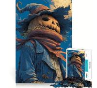Puzzle Épouvantail à Tête de Citrouille et Lune pour Adultes 1000 Pièces Jeu de Logique Transparent Passe-Temps Silencieux Découpe Parfaite Cadeau Élégant (38x52cm)