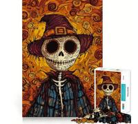 Puzzle Épouvantail Jour des Morts pour Adultes 1000 pièces Jeu de logique Transparente Passe-Temps Silencieux Découpe Parfaite Cadeau élégant (38x26cm)