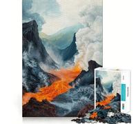 Puzzle Éruption Volcanique 1000 Pièces Jeu de Construction Focus Assemblage Solide et Sécurisé Jouet de Divertissement Intérieur pour Les Vacances (38x26cm)