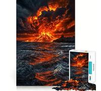 Puzzle Éruption Volcanique 1000 Pièces Jeu de Construction Focus Assemblage Solide et Sécurisé Jouet de Divertissement Intérieur pour Les Vacances (38x26cm)