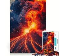 Puzzle Éruption Volcanique pour Adultes 1000 Pièces Jeu Stimulant l'esprit Taille Uniforme Pièces Précises pour Les Voyages (50x75cm)