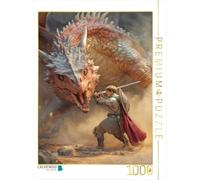 Puzzle · Erwachte Drachen | Ein Ritter bekämpft einen Drachen · 1000 pièces · Format assemblé 64 × 48 cm · CALVENDO Puzzle