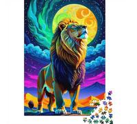 Puzzle Espace 1000 pièces Lion Under A Full Moon, 70x50cm, Loisir créatif de Science-Fiction, idée Cadeau de Fin d’année, Puzzle Adulte pour Amateurs d’Univers et d’astronautes