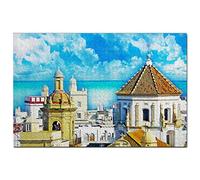 Puzzle Espagne 1000 pièces - Vieille Ville de Cadix - Jeu de Puzzle - Illustration - Souvenir de Voyage - 70 x 50 cm