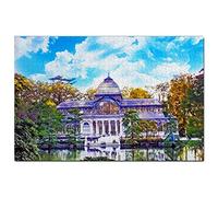 Puzzle Espagne 300 pièces Palais de Cristal Parc du Retiro Madrid Jeu de Puzzle Œuvre d'art Souvenir de Voyage 38x26CM