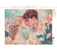 Puzzle · Espièglerie et Harmonie | Un couple d'amoureux entouré de fleurs · 1000 pièces · Format assemblé 64 × 48 cm · CALVENDO Puzzle