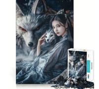 Puzzle Esprit Loup Gardien 1000 Pièces Jeu Cognitif Amusant Structure à Emboîtement Précise Activité de Renforcement des Liens avec Les Êtres Sociaux (38x26cm)