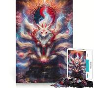 Puzzle Esprit Renard à Neuf Queues 1000 Pièces pour Adolescents Stimulation Cérébrale Joie Familiale Bordure Parfaite Cadeau Souvenir (38x52cm)