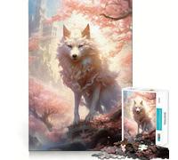 Puzzle Esprit Renard Kitsune Blanc pour Adultes,1000 Pièces,Jeu de Stimulation Mentale,Taille Uniforme,Pièces Précises, pour Les Voyages (38x26cm)