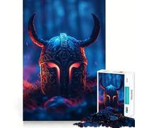 Puzzle esthétique de Casque Viking 1000 pièces Jeu de Concentration mentale Découpe de précision Bords Lisses Jeu de Construction de Liens significatifs (38x26cm)