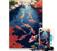 Puzzle esthétique de Poissons Koi d'étang pour Adolescents 1000 pièces Wise Think Toy Leisure Fun Clear Cut Décoration Murale (50x75cm)