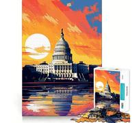 Puzzle esthétique du Capitole américain,1000 pièces,pour Adolescents,Jeu de Concentration mentale,découpe de précision,Bords Lisses, pour Les fêtes (38x52cm)