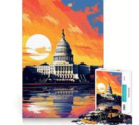 Puzzle esthétique du Capitole américain,1000 pièces,pour Adolescents,Jeu de Concentration mentale,découpe de précision,Bords Lisses, pour Les fêtes (50x75cm)