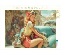 Puzzle · esthétique rétro | Elle adore sa vieille voiture · 1000 pièces · Format assemblé 64 × 48 cm · CALVENDO Puzzle