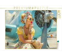 Puzzle · esthétique rétro | Elle aime regarder les avions · 1000 pièces · Format assemblé 64 × 48 cm · CALVENDO Puzzle