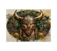 Puzzle esthétique Viking pour adultes de 500 pièces, puzzle vintage cool en bois imprimé pour hommes, décorations de guerrier pour fête de divertissement