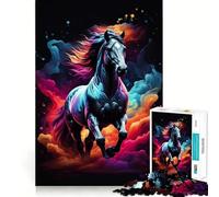 Puzzle Étalon au Galop pour Adolescents, 1000 pièces, renforce la mémoire, Anti-Stress, Bords Lisses, Cadeau de Noël 38x26cm