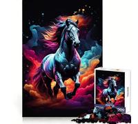 Puzzle Étalon au Galop pour Adolescents, 1000 pièces, renforce la mémoire, Anti-Stress, Bords Lisses, Cadeau de Noël 38x26cm